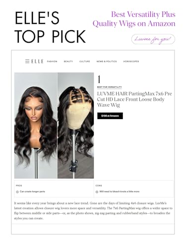 Image of LUVME HAIR All-Day Comfort Real Glueless 7x6 HD Lace Wig 200% Density Hair PartingMax Lace Wigs Loose Body Wave Lace Front Wigs Human Hair Pre Cut Plucked Lace Frontal 22 Inches Natural Black Color