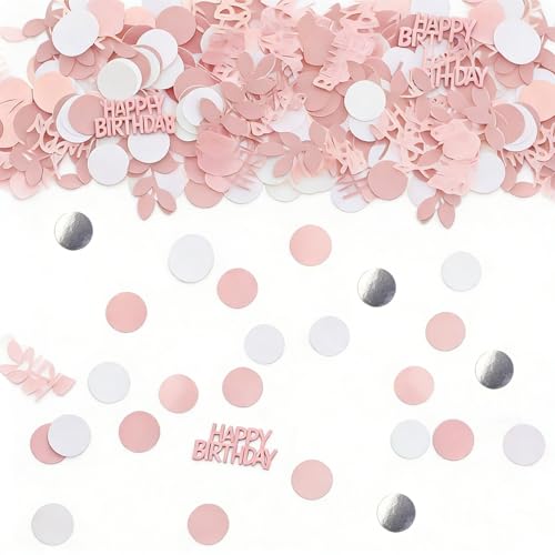 200PCS Confettis Anniversaire Rose et Argent Happy Birthday, Décoration de Table Scintillante Eucalyptus Serpentins Deco Anniversaire Fête Décoration pour...