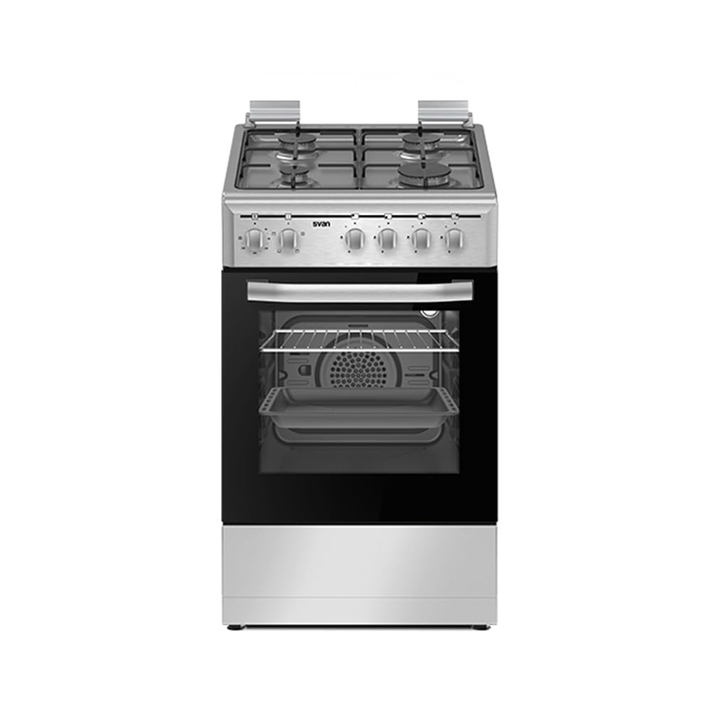 Svan Cocina Mixta gas Butano 4 Zonas Inox SKM4500X. Kit Conversión Gas Natural, Acabado en Inox
