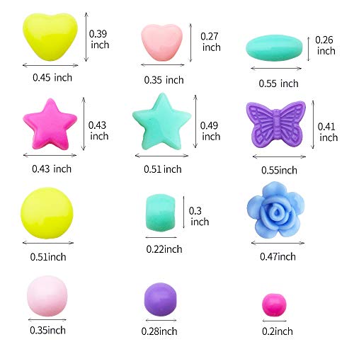 900+Pieces Hearts Pony Beads Star Beads Large Hole Beads Multi Color Acrylic Beads Bracelet Kawaii Rainbow Necklace Jewelry Making Craft Beads (M525)