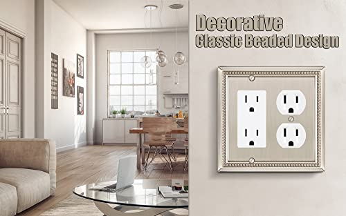 Image of Henne Bery Sunken Pearls Heavy Duty Decorative Wall Plate Switch Plate Outlet Cover (Decorator /Duplex, Satin Nickel)
