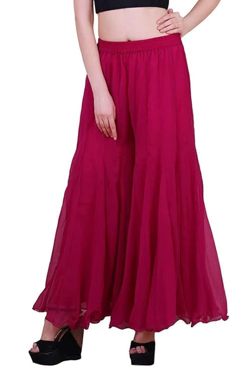 Kvish Regular Loose Fit Solid Colour Georgette Flared Sharara Palazzo for Women offers donot miss Kvish Regular Loose Fit Solid Colour Georgette Flared Sharara Palazzo for Women offers donot miss