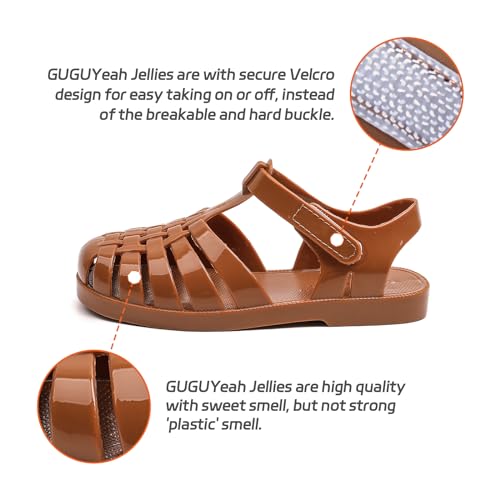 Image of GUGUYeah Jelly Sandals for Girls,Closed Toe Princess Costume Summer Dress Shoes Fisherman Gladiator Water Beach Flat Sandals for Toddler /Little Kid /Big Kid
