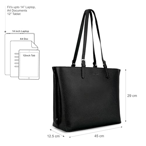 Image of Fastrack Mood Muse Laptop Tote for Women, Faux Leather Handbag With Padded 14-Inch Laptop Compartment, Spacious Interior With Multiple Pockets, Trendy Women's Handbags, Shoulder Bags For Girls