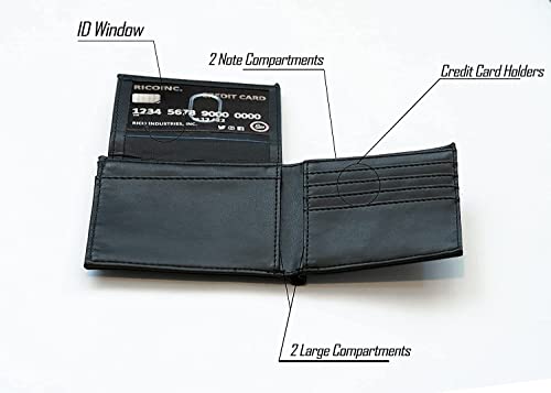 Image of Rico Industries NCAA Texas Longhorns Men's Billfold Black Wallet- Premium 10 Pocket Laser-Engraved Team Logo on Vegan Leather- Minimalist Design, Flip ID Window, Credit Card Holder- Ideal Men's Gift