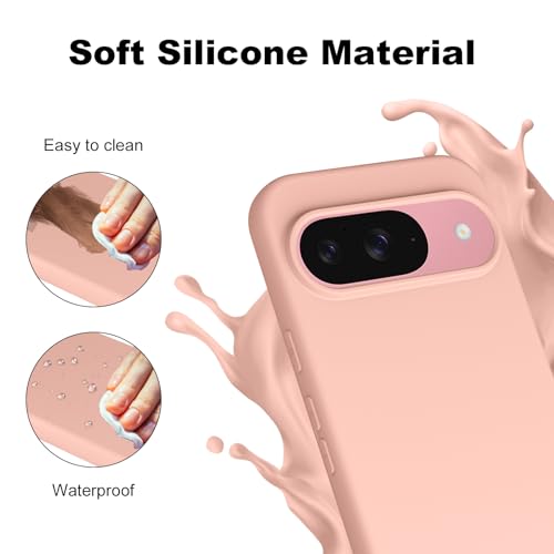 Image of Tobfit Back Cover Case Compatible with Google Pixel 9 /9 Pro, Case Cover Rugged Flexible Durable Anti-Slip Silicone Protection Shockproof Google Pixel 9 /9 Pro Back Cover (Pink Sand)
