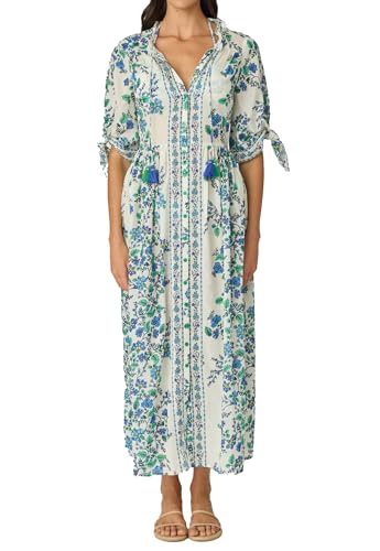 Shoshanna Women's Cassis Floral Tie Sleeve Buttondown Midi