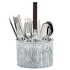 Farmlyn Creek Kitchen Utensil Holder for Countertop with 4 Compartments, Galvanized Flatware Caddy (6 x 11 In)