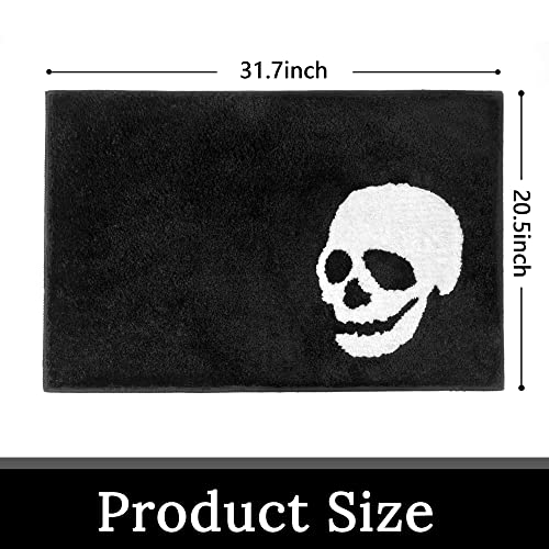 Black Bathroom Rug Fun Skull Halloween Bath Mat Nightmare Before Christmas Decor Microfiber Black White Bathroom Rugs For Tub Shower 20"X 32" #TOP1