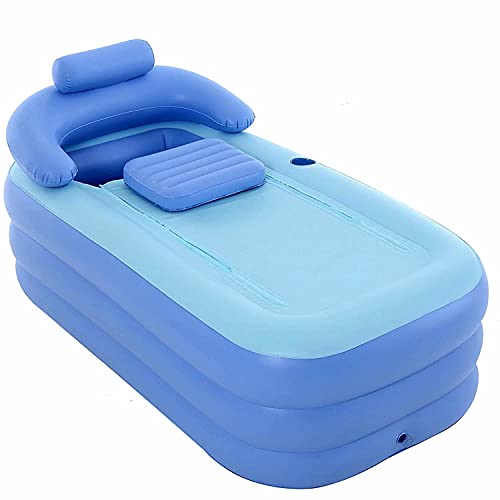 Inflatable Bathtub for Adults, Foldable Plastic Bath Tubs for Shower Spa, Durable Freestanding Soaking Tub, Indoor Outdoor Hot Tub Ice Bath Fast to Drain Easy to Blow Up with Foot Pump