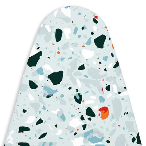 Encasa XO Ironing Board Covers (112x34 cm) Elastic Tightening with Thick 4 mm Felt Padding, Easy Fit, Scorch Resistant, Printed- Terrazzo Mint