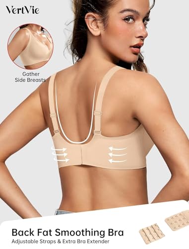 Image of Vertvie Jelly Wireless Bras for Women Push Up Plunge Seamless T-Shirt Bras No Underwire Supportive Full Coverage Bralettes