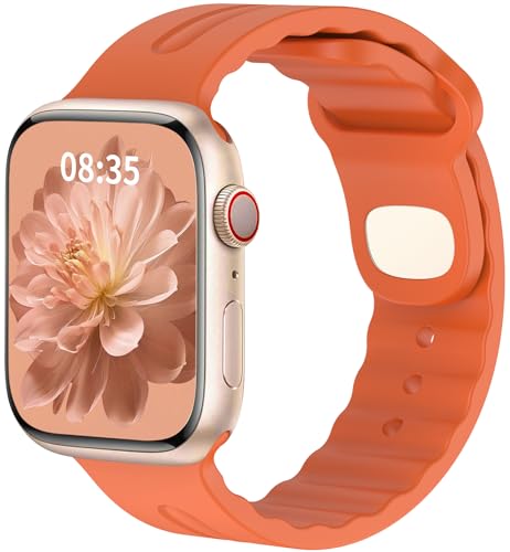 LYASILGW Silicone Bands Compatible with Apple Watch 42mm 44mm 45mm 46mm 49mm Women Men, Soft Wristband Waterproof Replacement Sport Strap for iWatch Series 11 10 9 8 7 6 5 4 3 2 1 SE Ultra(Orange)