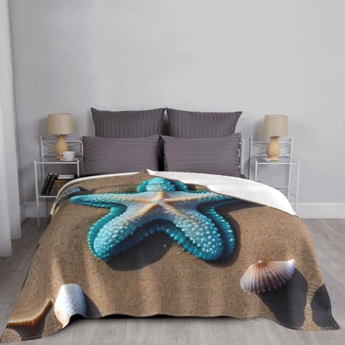 Couverture canapé flanelle douce coquillages contre les frissons