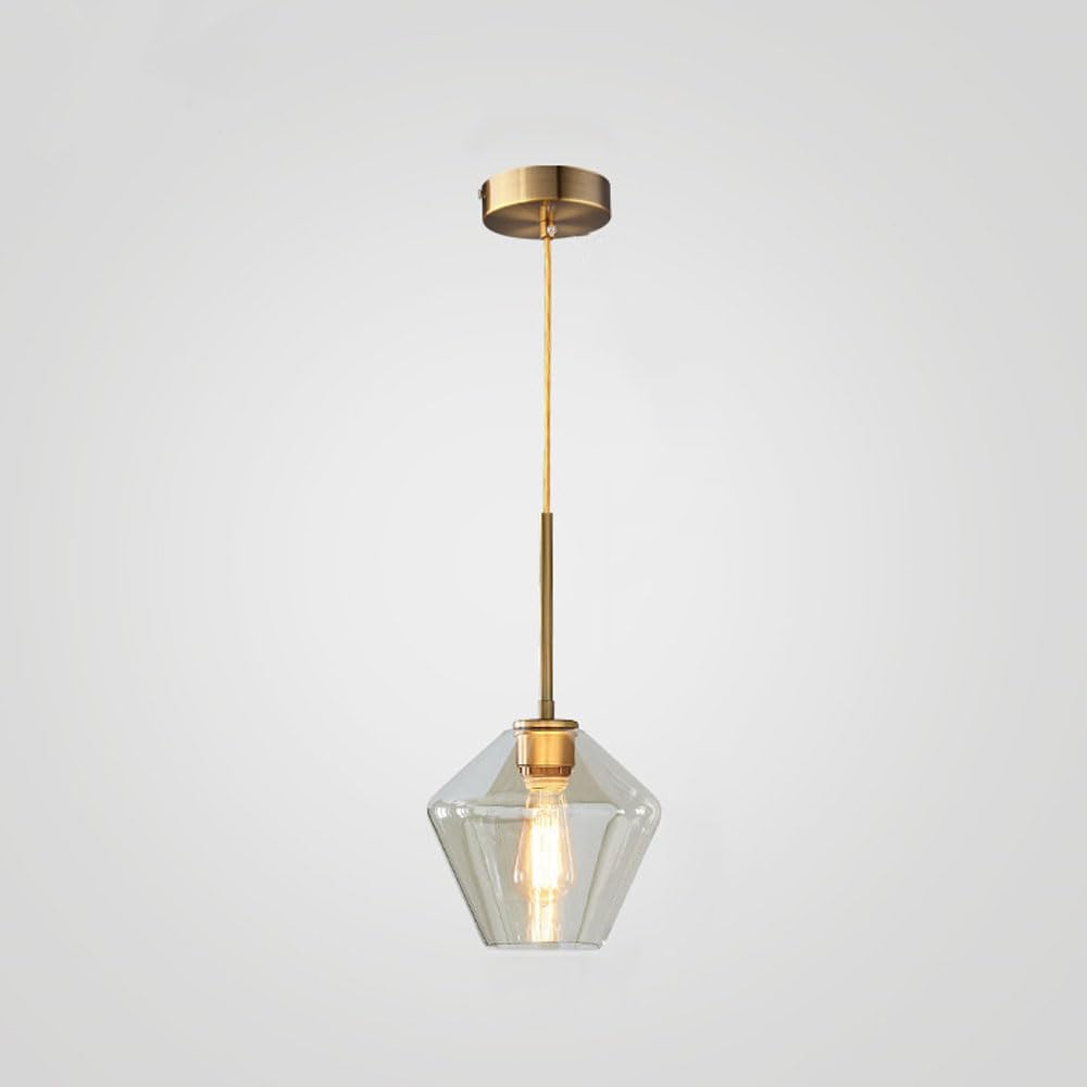 WLBHWL Glass Pendant Lights For Kitchen Island, Mini Hanging Pandent Light Fixture With Glass Shade Farmhouse Pendant Lights Gold Metal Ceiling Light For Kitchen Island Sink Dinging Room