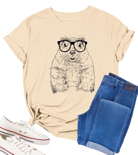 Groundhog Day Shirt Women Shadow Tshirt Cute Groundhog Graphic Tee Funny Hipster Ground Hog Gift Short Sleeve Tops