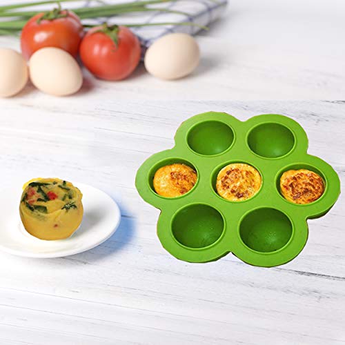 Hhyn Silicone Egg Bites Molds Compatible with Instant Pot Accessories - Fits 5, 6, 8 qt Pressure Cooker, Reusable Baby Food Storage Container and Freezer Tray with Lid Sous Vide Egg Poacher, Green