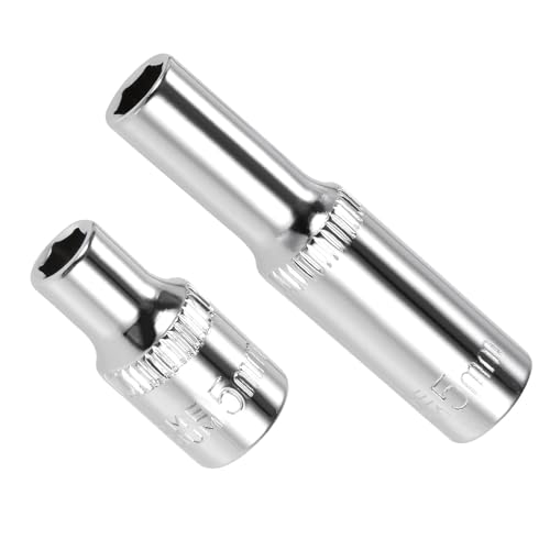 Image of 6-Point Socket, 1 /4 inch Drive 5mm Deep, Polished Chromed CR-V Metric Deep and Shallow Impact Socket - (Applications: for Ratchet Torque Electric Wrenches Car Repair), 2-Pieces