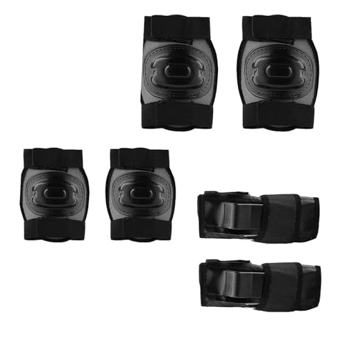CRUXFITT Kids Safety Protective Kit Set Safety Kit Guard with Knee, Elbow and Wrist Guards (Set of 6) Suitable to Kids of Age 6-13 Years for Skating, Cycling (Black)