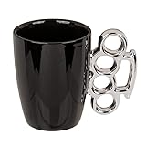 Tasse Kaffeebecher mit Henkel in Form eines Schlagringes - für die andere Art von Frühstück - Porzellan-Becher mit Henkel in Form eines Schlagringes