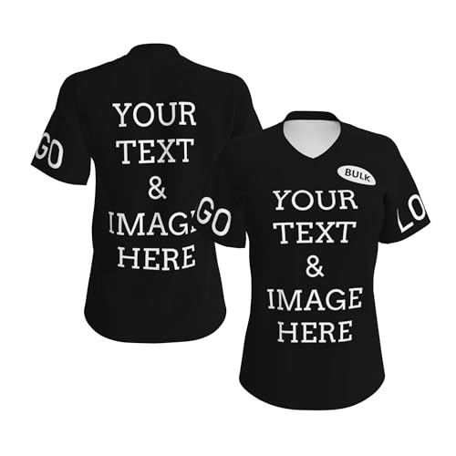 Bulk Custom T Shirts for Women Add Your Text Logo Personalized Shirts Short Sleeve Customized Gifts V-Neck Tee4