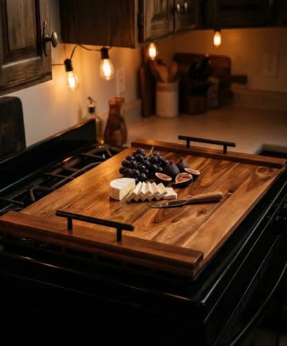 Tabla grande rectangular de madera de acacia miniatura 3