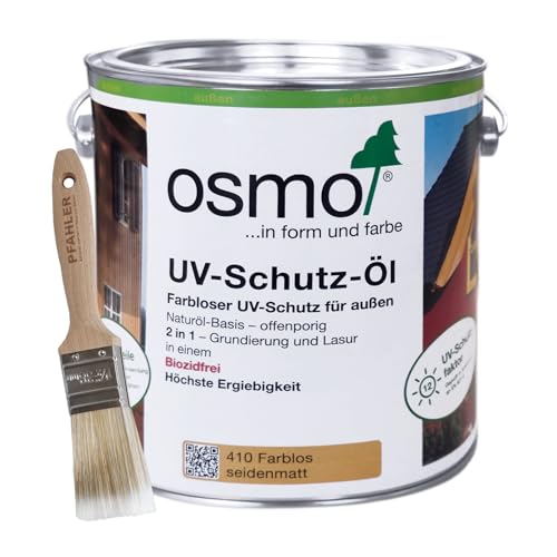 Osmo UV-Schutz-Öl 410 Farblos 2,5l seidenmatt ohne Filmschutz für den Aussenbereich biozidfrei + Pfahler-Pinsel