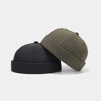 4 Pack Docker Hat Brimless Hats Skullcap Beanie Hat Cap for Men Women Corduroy Retro Style Rolled Cuff Harbour Hat