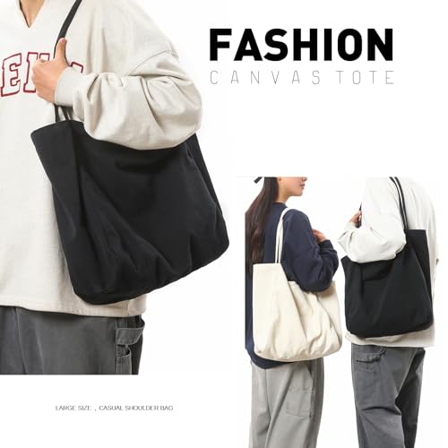 Image of Canvas Tote Bag for Women Large Hobo Shoulder Bag for Work Travel Casual Message Bag Tote Purse handbags