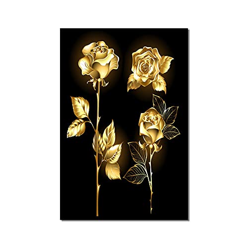 Peinture abstraite de feuilles d'or art mural affiche sur toile salon 40x60