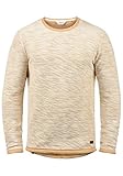 DETAILS & HIGHLIGHTS: Pullover aus Flock-Sweat Mischung mit O-Neck, Rückenpartie verlängert und abgerundet (Curved-Effekt), Kunstlederbadges am Saum