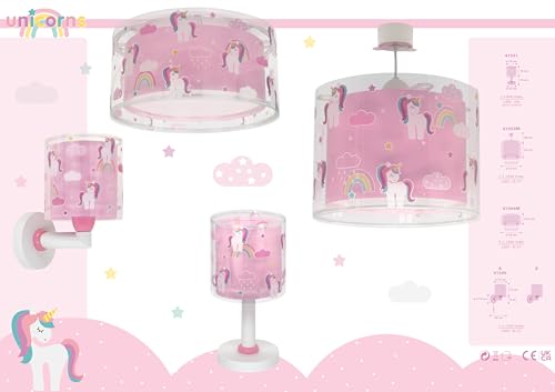 Dalber kinder Wandlampe, Kinderlampe Wandleuchte Einhörner Tiere Unicorns, kinder zimmer leuchte lampenschirm, Rosa