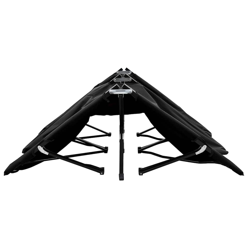 Lit de Camp 2 Places Pliable, Chaise Longue Double de Camping en Acier et Polyester 600D, Lit de Voyage Grand Format pour Deux Personnes 193 x 125 x 40 cm, Noir