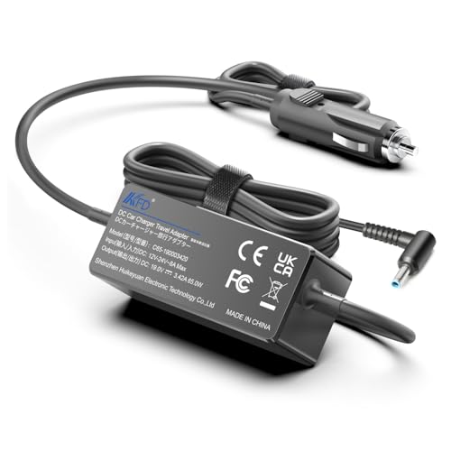 KFD 65W Ordenador Portátil Adaptador Mechero Cargador de Coche para HP Pavilion X360 14 15 Elitebook 840 850 G3 G4 G5 250 255 Probook 430 440 450 Envy Spectre Stream 13 14 DC Alimentación 19.5V 3.33A
