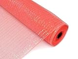 10 inch x 30 feet Deco Poly Mesh Ribbon - Coral and Coral Foil : XB90510-46