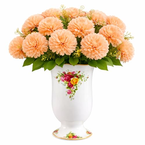 Image of Art Street Artificial Flower Bunch| Silk Peach Hydrangea Flower for Home| Bedroom, Living Room & Office Decoration |Christmas Day, New Year Set of 4 |11 Inch (Without Vase)