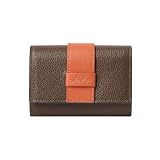[リズデイズ] 財布 レディース 二つ折り 小さめ 本革 軽い コンパクト カードケース じゃばら スキミング防止 (ブラウン/オレンジ)