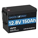 Oasesenergy LiFePO4 Batterie au lithium 12V 150Ah avec BMS 100A et 4000~15 000 cycles, durée de vie de 10 ans, 12V batterie LiFePO4 1920Wh pour camping-car, kit de panneau solaire, courant de