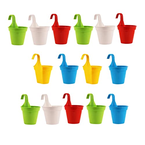 Image of Amazon Brand - Umi Plastic Small Hook Hanging Pot for Balcony, Size - 20.5 x 14.5 x 8.5 cm (Pack of 15, Multicolor)