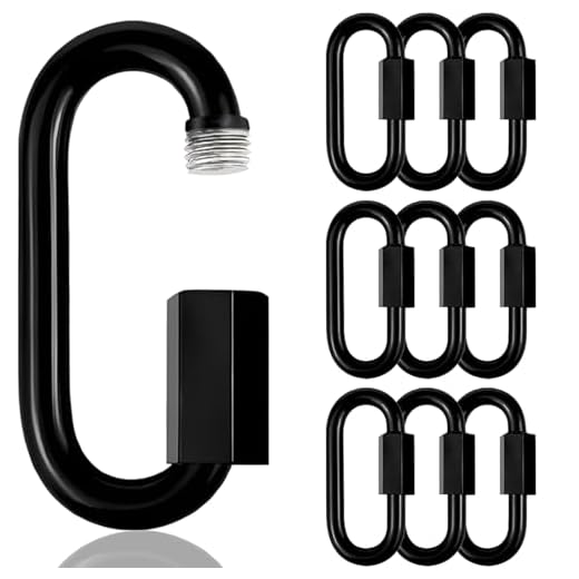 10 Pack 1.65“ Chain Quick Links - Anti-Rust Heavy Duty Carabiner Connector, M4 Small Locking Carabiner Links Threaded, Chain Connector, 500 Lbs Capacity