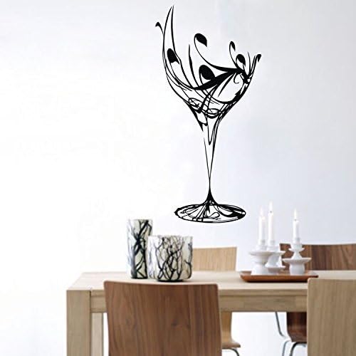 Newsee Decals TGSIK DIY Black Abstract Elegant Wine Glass Wall Decal Kitchen Home Sticker Removable Vinyl Kitchen Decoration