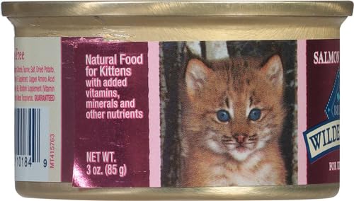 Image of Blue Buffalo Wilderness Kitten Grain-Free Salmon Pate Wet Cat Food with DHA, High-Protein & Made with Natural Ingredients, Supports Healthy Growth & Development, 3-oz. Cans (24 Count)