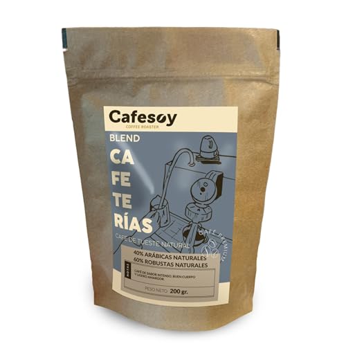 CAFESOY Café en grano natural 200gr | Cafe grano arabica | Café en grano blend |Tueste Natural y Artesanal | Cultivo Sostenible