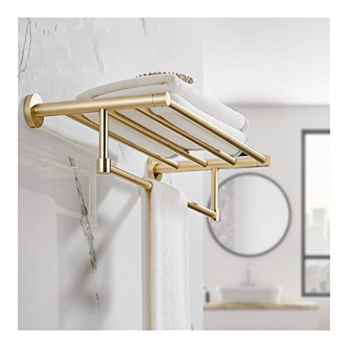 PLMNBQWE Juego de Accesorios de baño con toallero, Estante de baño de Oro Cepillado, toallero, Colgador de Toallas, Soporte de Papel, Soporte para Cepillo de baño, Hardware de baño