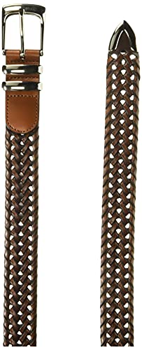 Perry Ellis Men's Portfolio Braided Leather Belt, Luggage, 36