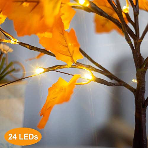 Lighted Maple Tree Thanksgiving Decorations For Home, 24Led Artificial Tree Lights Thanksgiving Centerpieces For Tables, Autumn Maple Leaves Fall Decorations For Home Festival Wedding Decor #TOP2