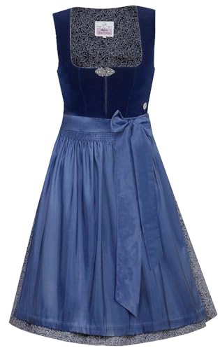 MarJo Glorious Collection Marjo Dirndl Elisabeth 65cm Länge | Mididirndl Samt schlicht elegant | Damen Samtdirndl (DE/NL/SE/PL, Numerisch, 40, Regular, Regular, 65cm Länge azurblau)