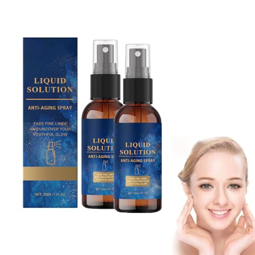 Suero Antienvejecimiento de Solución Líquida, Suero Facial de Solución Stock, Spray Antiarrugas Líquido Reductor de Arrugas para la Cara y el Cuello (2Pcs)