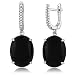 Gem Stone King Sterling Silver Black Onyx Cabochon Women's Earrings with CZ Accents