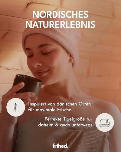 frihed.® Saunasalz Frozen Harmony - Hochwertiges Peelingsalz mit Lavendel-Minze-Menthol Duft - Ideal nach Sauna, Dusche & Dampfbad - 200g